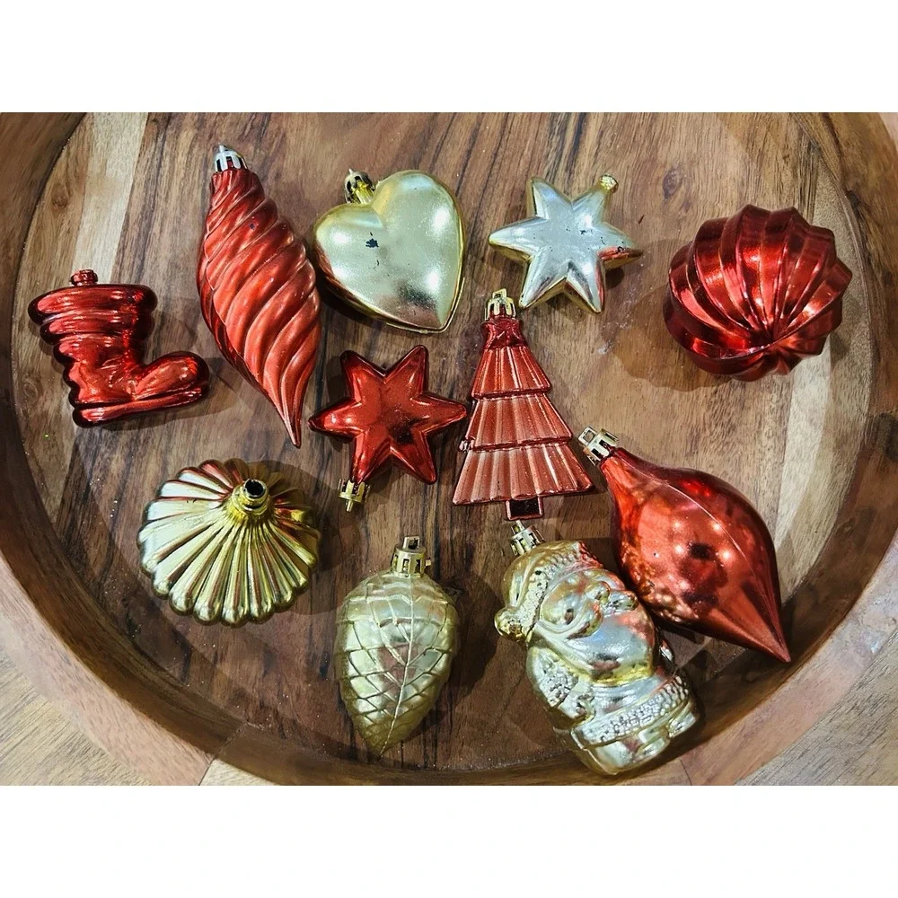 Vintage Lot Shatterproof Christmas Ornaments Santa Tree Stocking MCM Estate Find